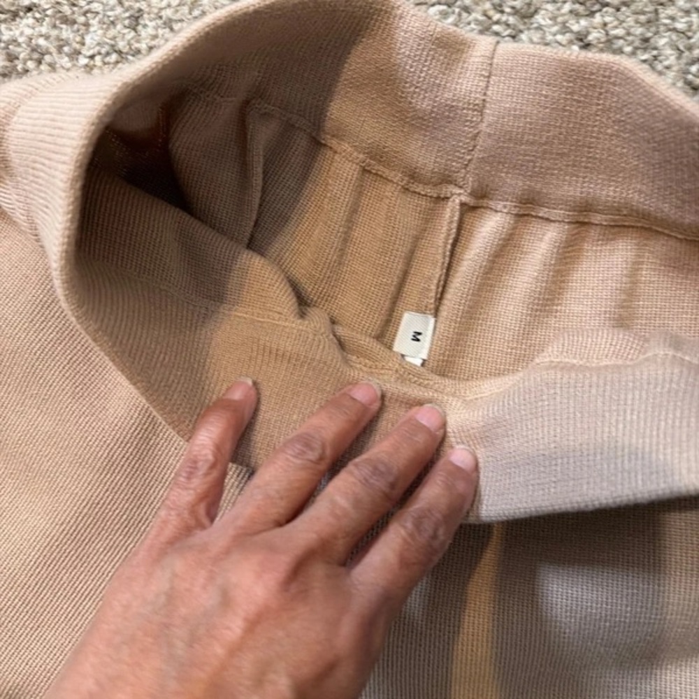 High-Rise Wide Leg Knit Pants in Taupe - Picture 2 of 3